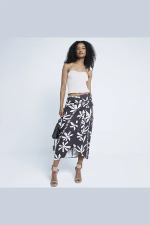 River Island Womens Floral Wrap Midi Skirt