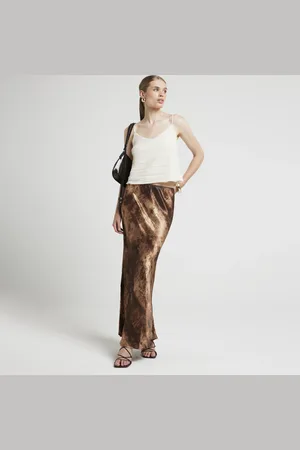 River Island Womens Satin Abstract Maxi Skirt