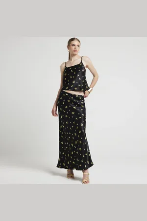 River Island Womens Satin Floral Maxi Skirt