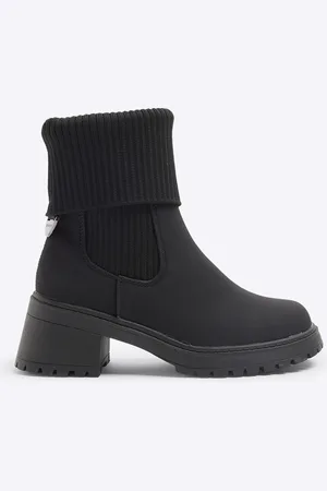 River Island Girls Roll Knit Heeled Boots