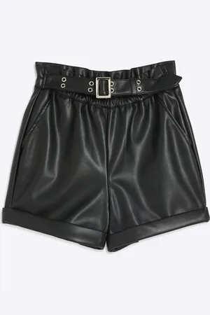River Island Girls Faux Leather Belted Shorts