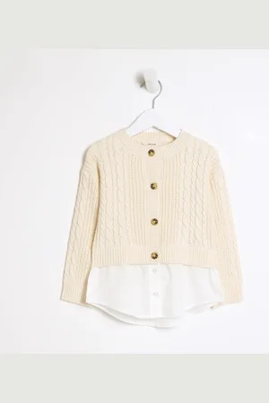 River Island Mini Girls Cable Cardigan Hybrid Set
