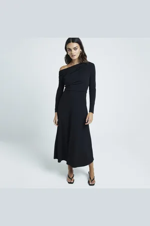 River Island Womens Off Shoulder Drape Bodycon Maxi Dress