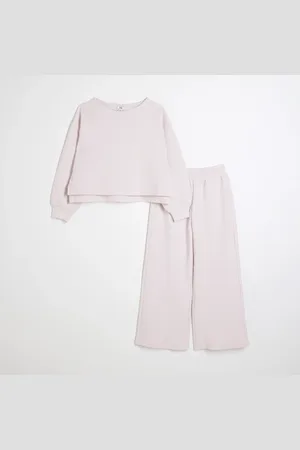 River Island Girls Textured Sweatshirt Set