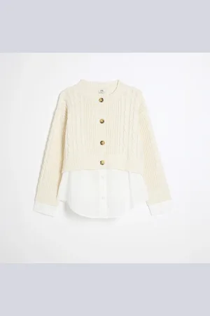 River Island Girls Cable Cardigan Hybrid Top