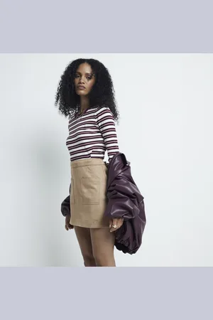 River Island Womens Suedette Pocket Mini Skirt