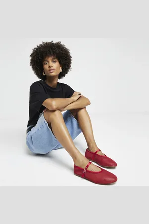 River Island Womens Mesh Mary Jane Ballet Pumps