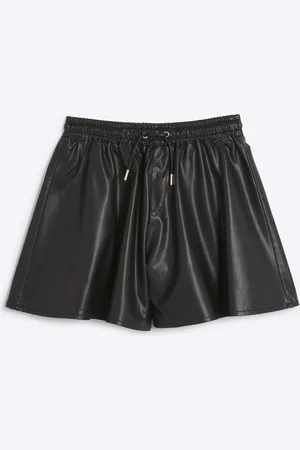 River Island Girls Faux Leather Elasticated Shorts