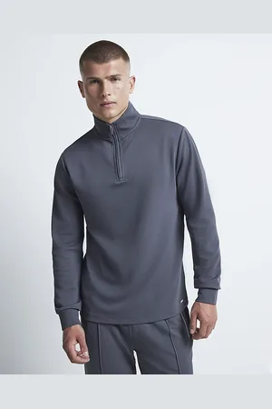 River Island Mens Slim Fit Twill Stretch Funnel Sweatshirt