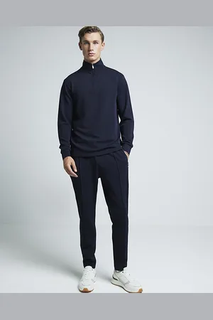 River Island Mens Slim Fit Twill Stretch Funnel Sweatshirt