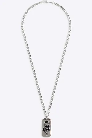 River Island Mens Colour Dragon Tag Necklace