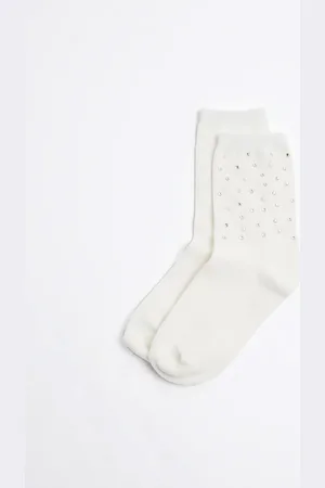 River Island Womens Pearl Embellished Socks