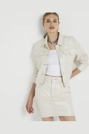 River Island Womens Metallic Coated Denim Mini Skirt