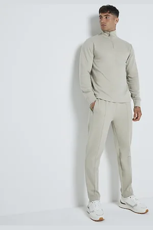 River Island Mens Slim Fit Textured Half Zip Sweatshirt