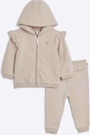 River Island Baby Girls Velour Frill Hoodie Set