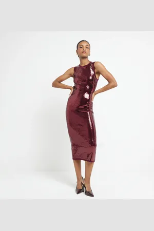 River Island Womens Sequin Bodycon Midi Dress