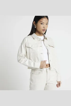 River Island Womens Petite Glitter Coated Denim Jacket