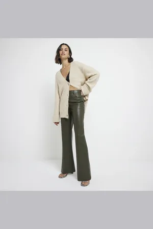 River Island Womens Faux Leather Straight Trousers