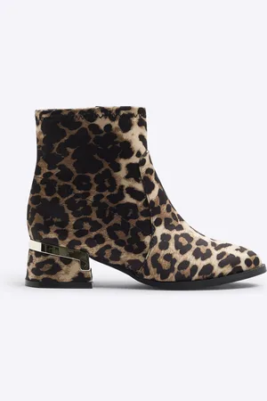 River Island Girls Leopard Heeled Boots