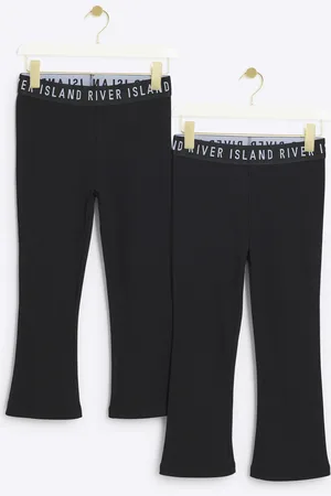 River Island Mini Girls Ribbed Flare Leggings 2 Pack