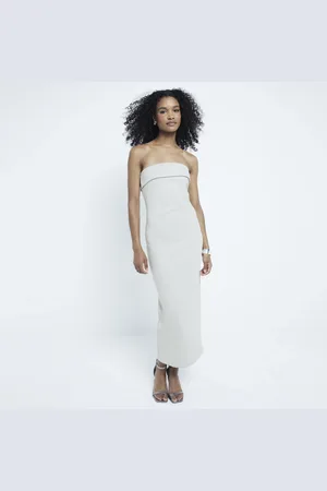 River Island Womens Folded Bandeau Midi Dress