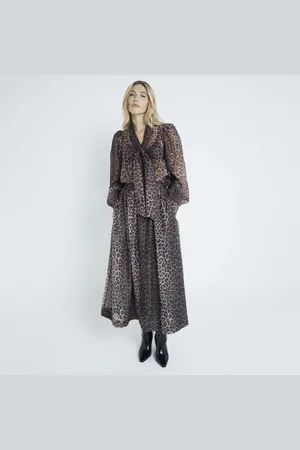 River Island Womens Leopard Organza Maxi Skirt