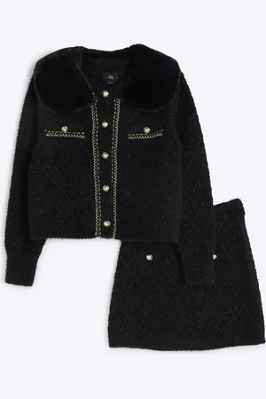 River Island Girls Sequin Cardigan Set