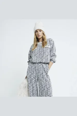 River Island Womens Check Boucle Sweatshirt