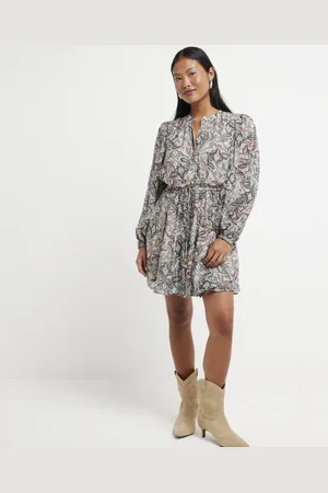 River Island Womens Petite Paisley Print Smock Mini Dress