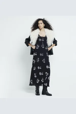 River Island Womens Floral Embellished Bodycon Midi Dress