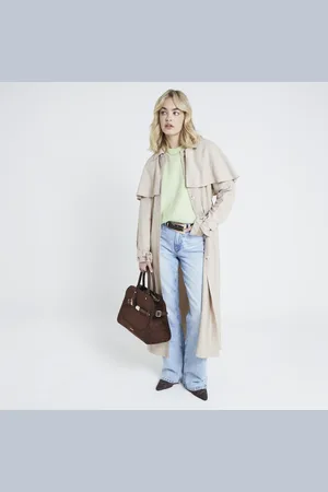 River Island Womens Belted Longline Cape Trench Coat