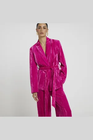 River Island Womens Belted Wrap Velvet Blazer