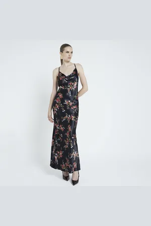 River Island Womens Floral Cowl Neck Slip Maxi Dress