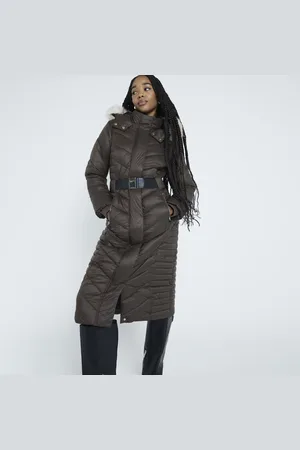 River Island Womens Long Line Slim Padded Coat