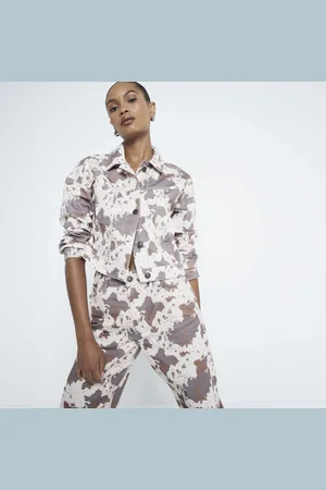 River Island Womens Cow Print Denim Jacket
