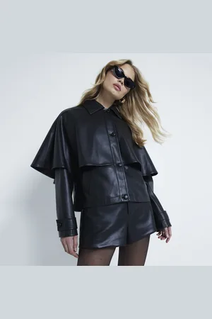 River Island Womens Faux Leather Cape Jacket