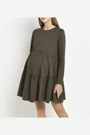 River Island Womens Maternity Long Sleeve Frill Mini Dress