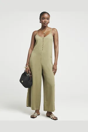 River Island Womens Button Up Cami Jumpsuit