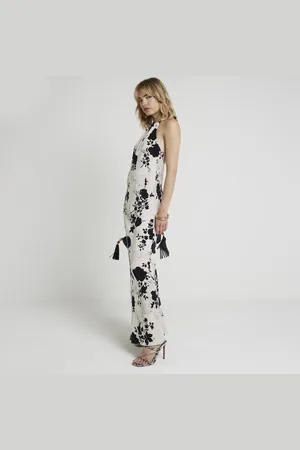 River Island Womens Floral Halter Neck Slip Maxi Dress