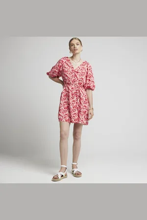 River Island Womens Floral Belted Swing Mini Dress