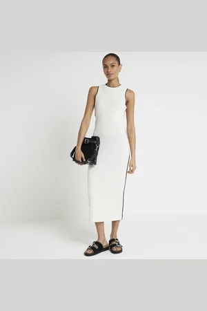 River Island Womens Knit Taped Bodycon Midi Dress