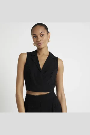 River Island Womens Linen Blend Tie Up Waistcoat