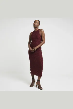 River Island Womens Textured Bodycon Midi Dress
