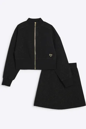 River Island Girls Jacquard Bomber And Skirt Set