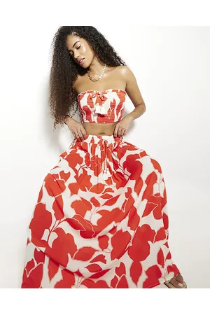 River Island Womens Shirred Floral Bandeau Top