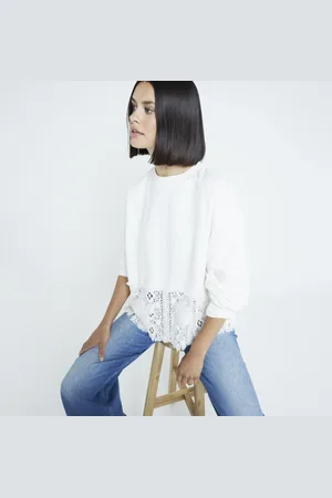 River Island Womens Crochet Hem Sweatshirt