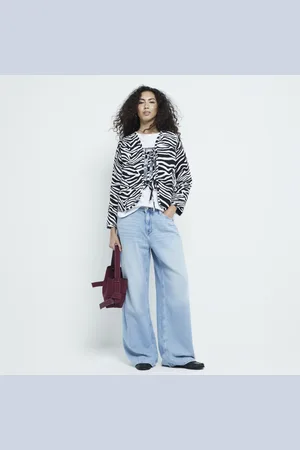 River Island Womens Zebra Print Quilted Tie Front Jacket