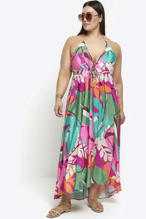 River Island Womens Plus Floral Open Back Beach Maxi Dress