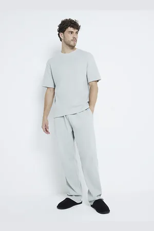 River Island Mens Waffle T-Shirt And Trousers Pyjamas Set