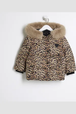 River Island Mini Girls Leopard Print Padded Jacket